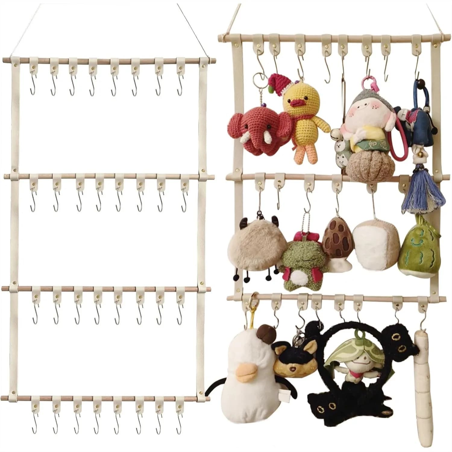 Scaffali Espositivi Sospesi Staccabili per Bambole, Organizzatore per Collezionisti di Peluche, Organizzatore da Appendere Sopra la Porta per Camera da Letto e Casa, Beige, 1 Pezzo