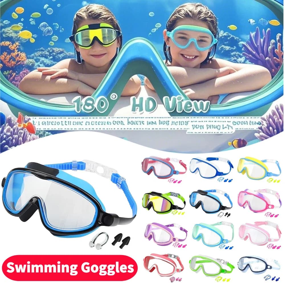 Swimming glasses for children Swimming glasses without leakage with ear plugs Clip for children's nose from 4 to 15 years old