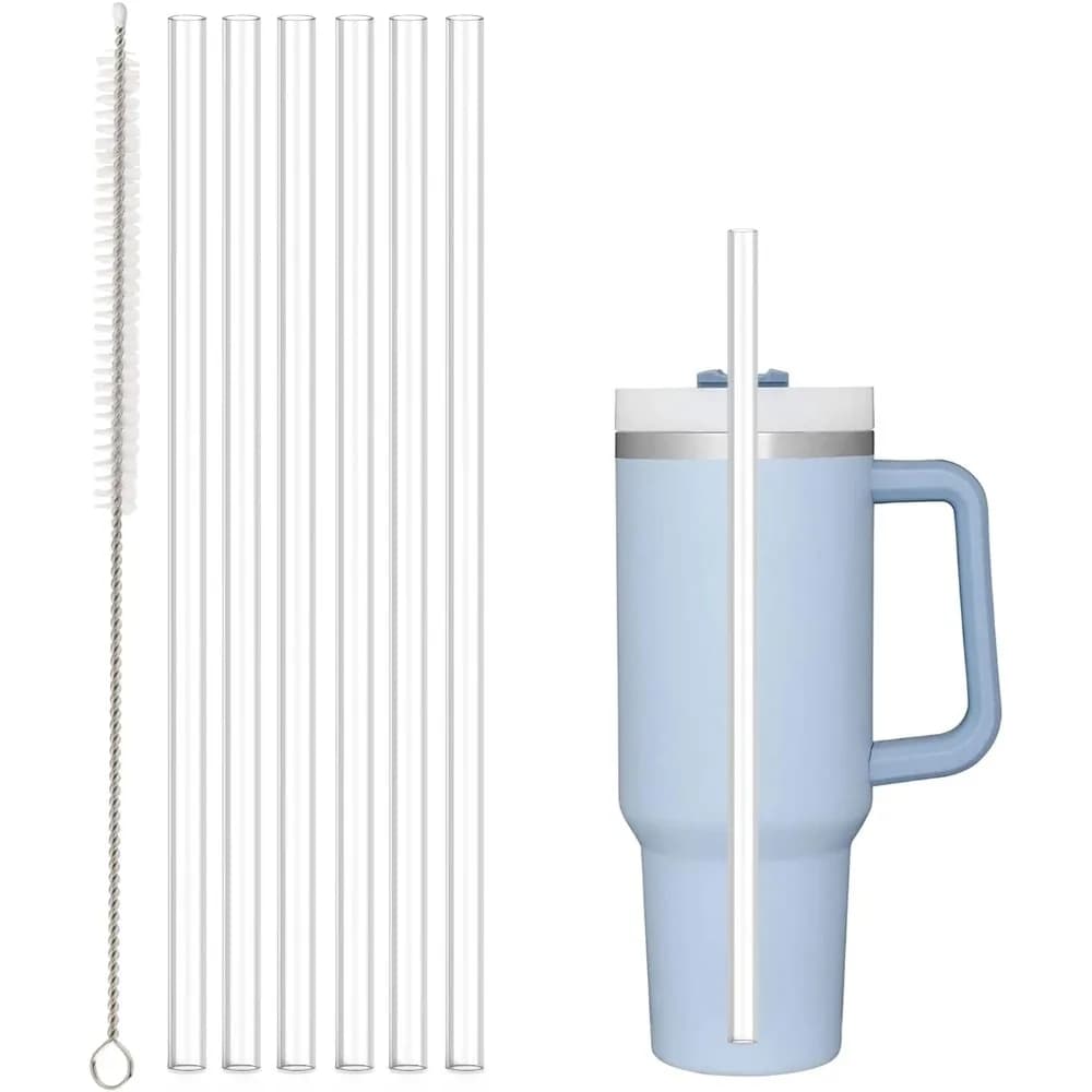 Cannucce di Ricambio per Tumbler da 40oz e 30oz, Confezione da 6, Cannucce in Plastica Trasparente con Spazzola per la Pulizia, Spedizione dagli Stati Uniti
