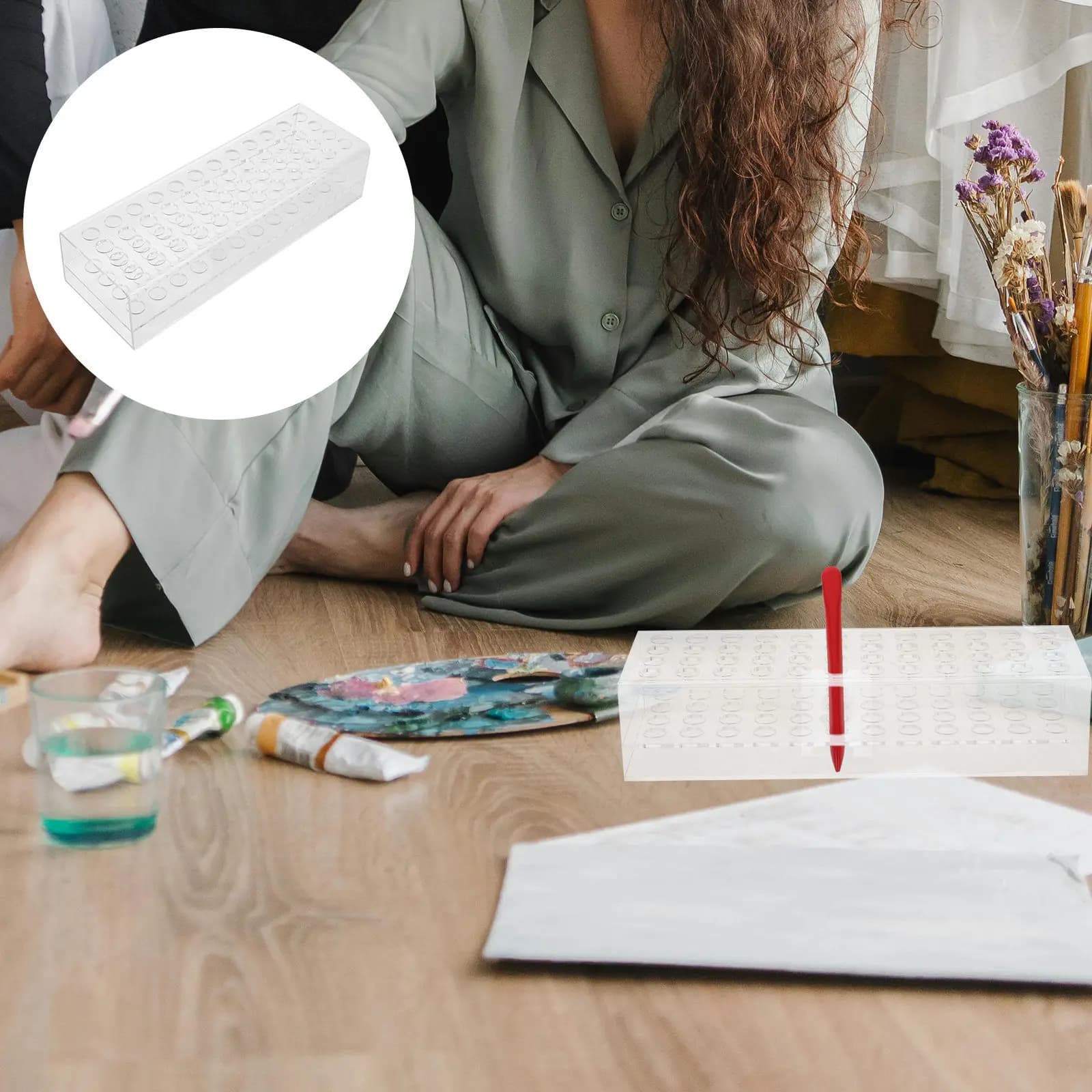 Espositore Portapenne a 48 Fori, Organizzatore da Scrivania Versatile per Pastelli, Penne, Pennelli, Matite per Sopracciglia, Pennelli per Trucco