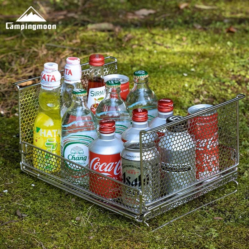 CAMPINGMOON CK-23SF Hexagonal Sand in Metal Network, Foldable Box for Camping and Domestic Use, Multifunctional Shelves