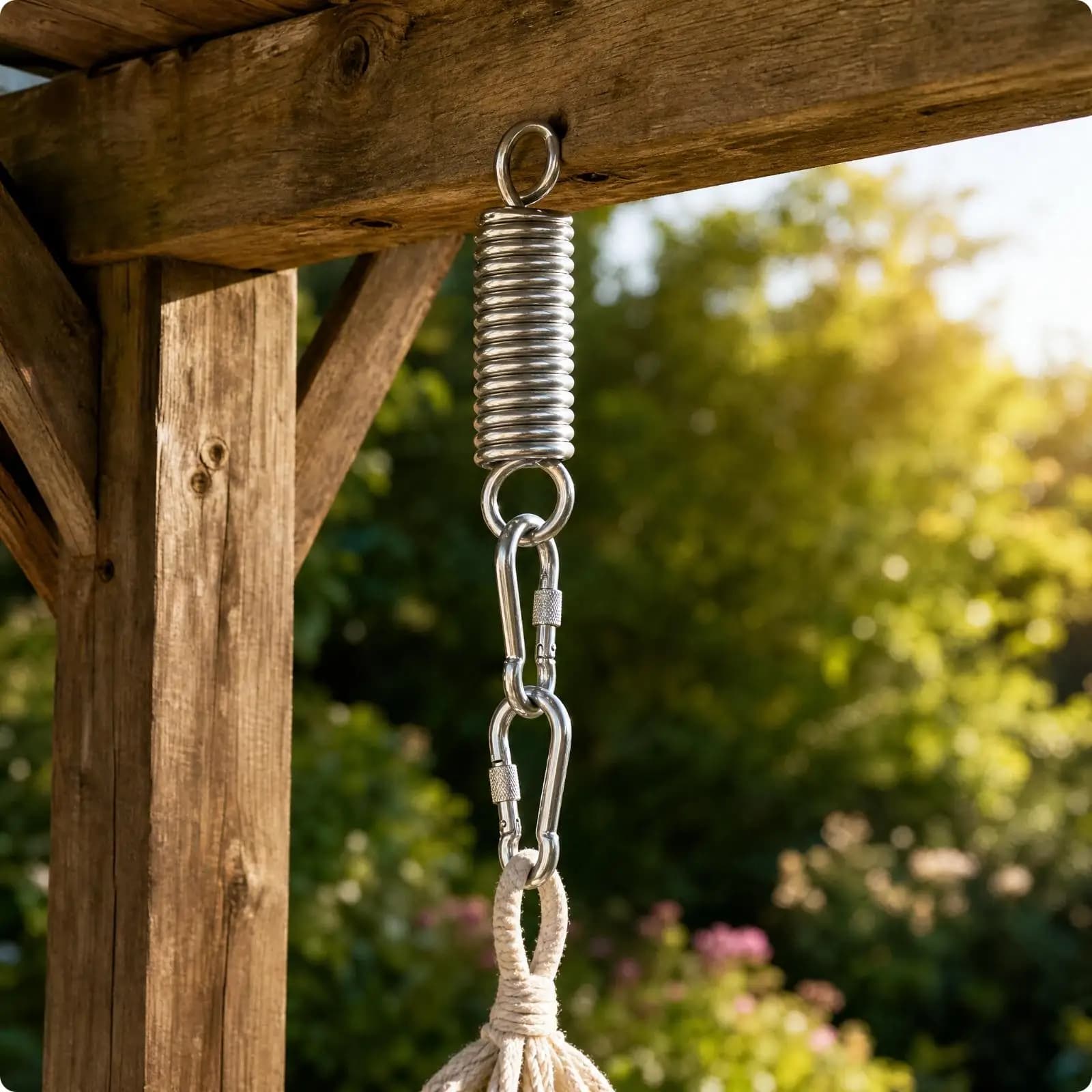 Versatile Swing Spring Hook with Carabiner for Hanging Chair Punching Bag and Fitness Equipment Use