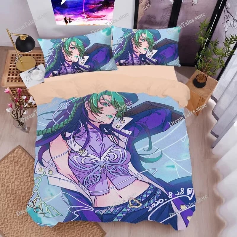 Anime Bizarre Adventure Bedding Set JoJo's Duvet Cover Pillowcase Jotaro Kujo Quilt Cover for Boys Girls Twin Queen Size