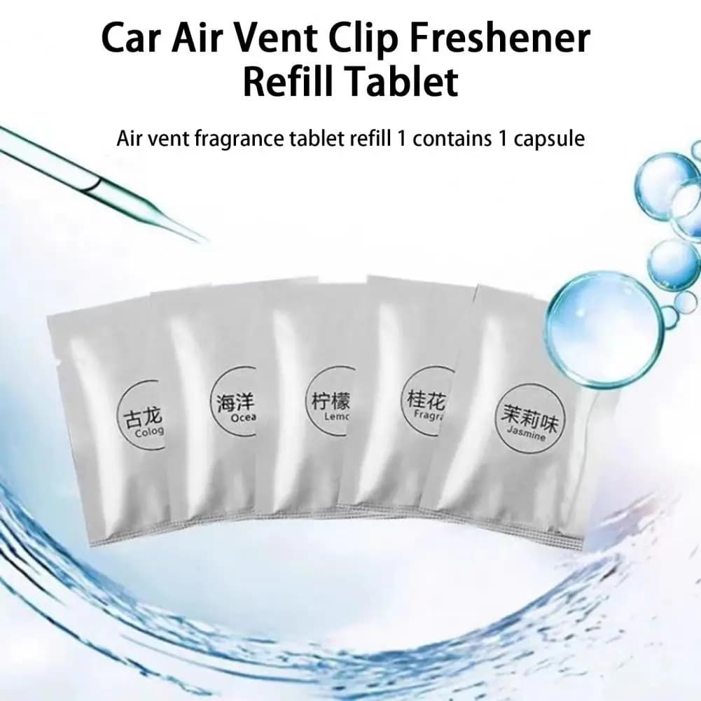 10Pcs Fragrance Tablet Long Lasting Car aromaterapia Tablet Solid Car Air Vent Clip deodorante ricarica Tablet forniture per veicoli