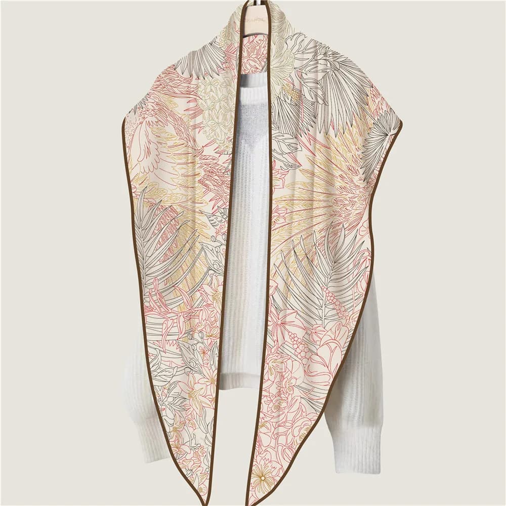 Triangle Silk Blend Scarf Hand Rolled Shawls Scarves Bag Head Decoration Accessories Mother Lover Gift