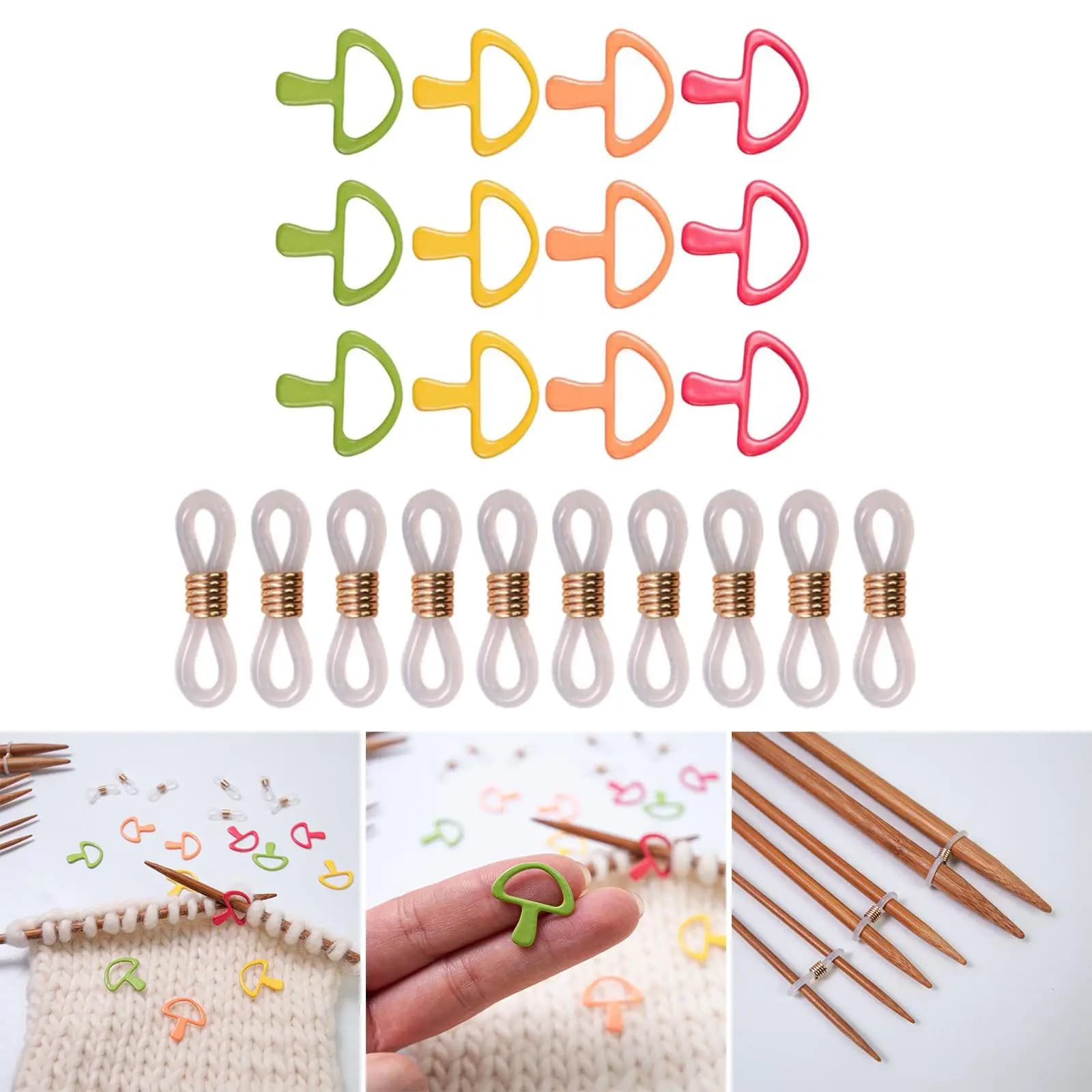 Stitch Markers with Anti Slip Rings Stoppers Locking Markers for DIY Handmade Craft Weaving Scarf Weaving Sweater Knitting Tool
