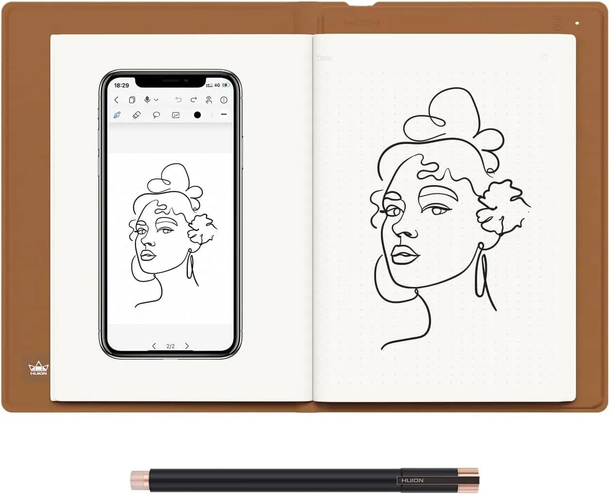 Huion note Tavoletta da disegno per notebook digitale 2 in 1 con penna senza batteria, tavoletta di carta wireless Bluetooth Tavoletta per scrittura e-book