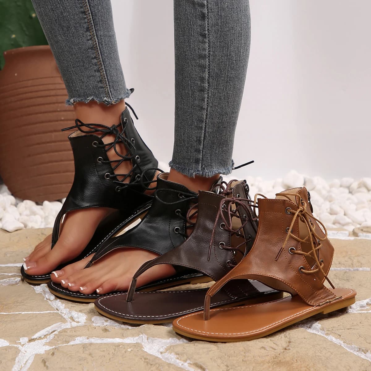 2025 New Women Minimalist Sandals Leather Open Toe Ladies Beach Shoes Lightweight Soft Shoes for Women Lightweight Sexy Sandals