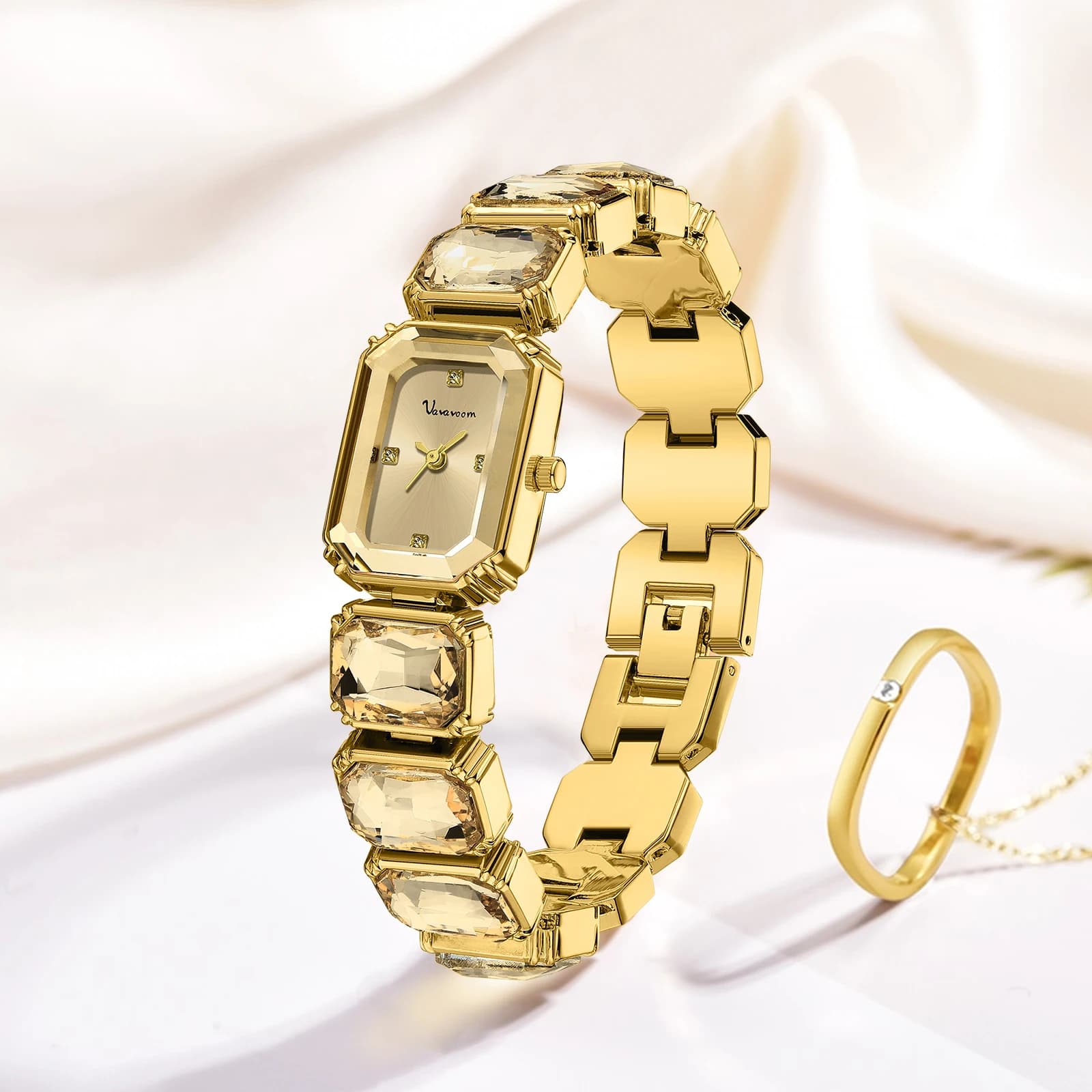 2025 New Women's Watch Square Quartz Movement With Luxury Diamonds Stainless Steel Knit Belt Original Women's Watch With Fashionable Gold Dress