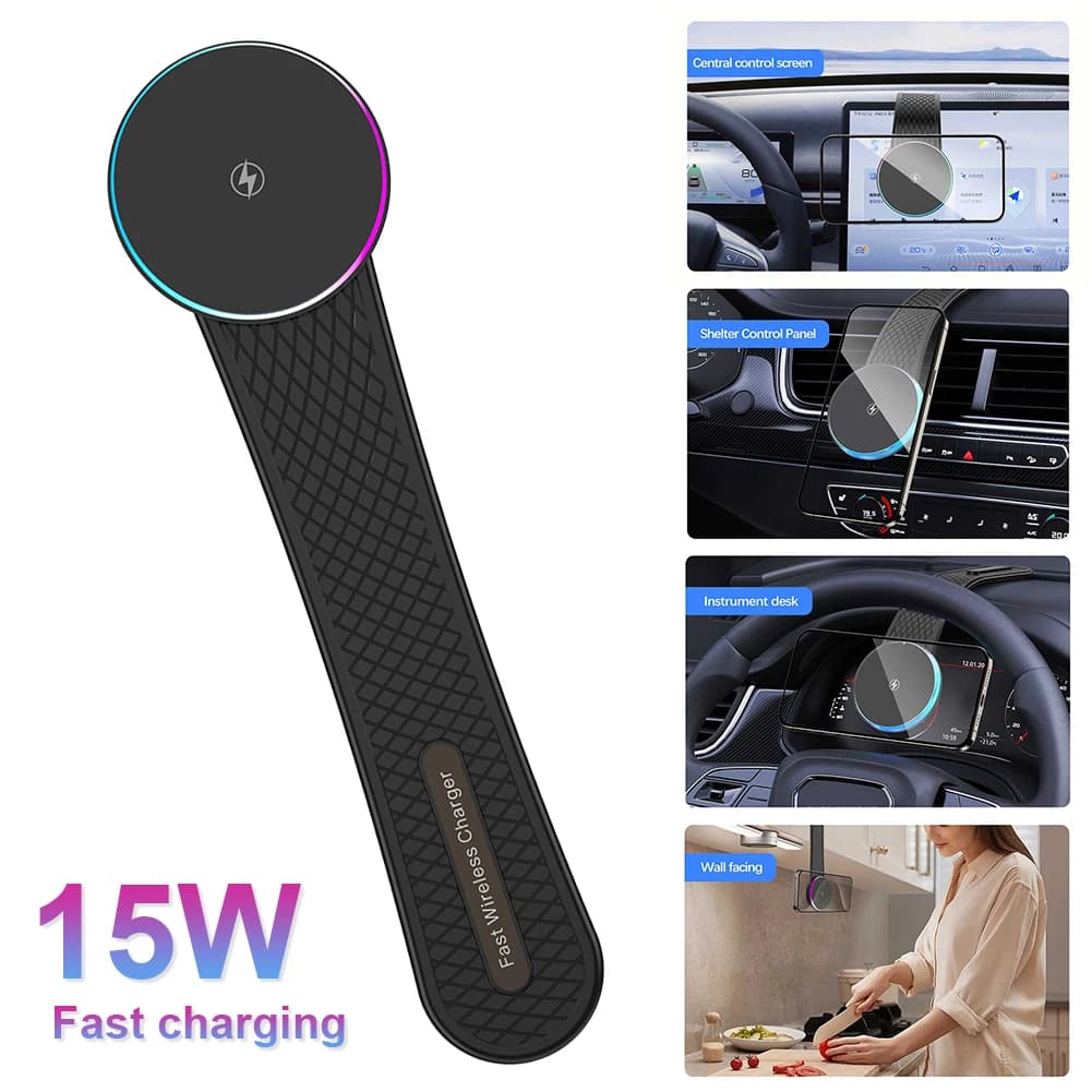 Supporto Magnetico per Telefono con Caricatore Wireless per Auto, Ricarica Rapida 15W, Compatibile con iPhone 15 14 13 12 Pro Max