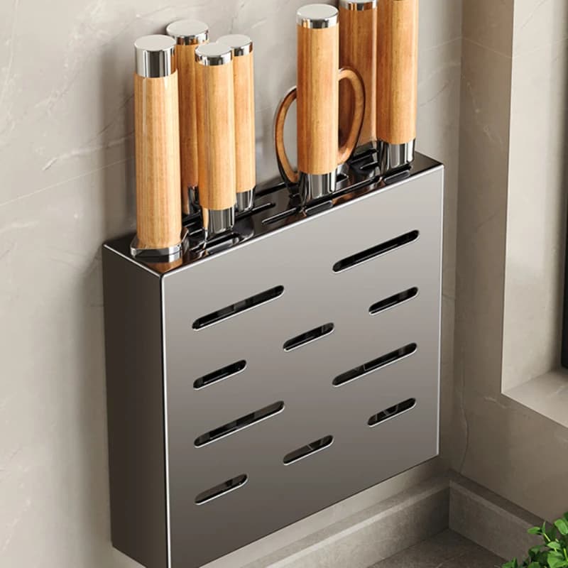 Scatola portacoltelli da cucina, portacoltelli, senza perforazione, portacoltelli a parete, articoli da cucina, organizer per accessori da cucina