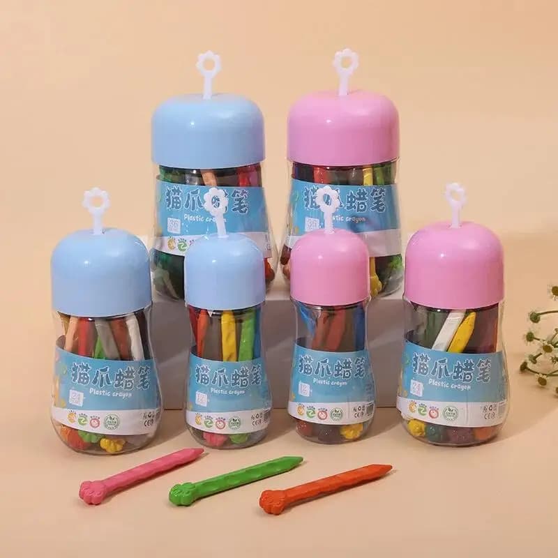 Set di 12/24/36 pastelli lavabili a doppia punta, triangolari/a forma di zampa di gatto, per bambini, per pittura artistica, fai da te e artigianato.