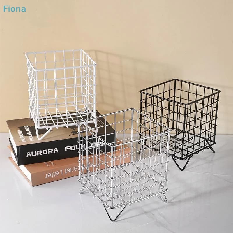 ✔ Cestino portaoggetti in filo metallico con piedini, contenitore organizer a griglia per casa, cucina, bagno e ufficio