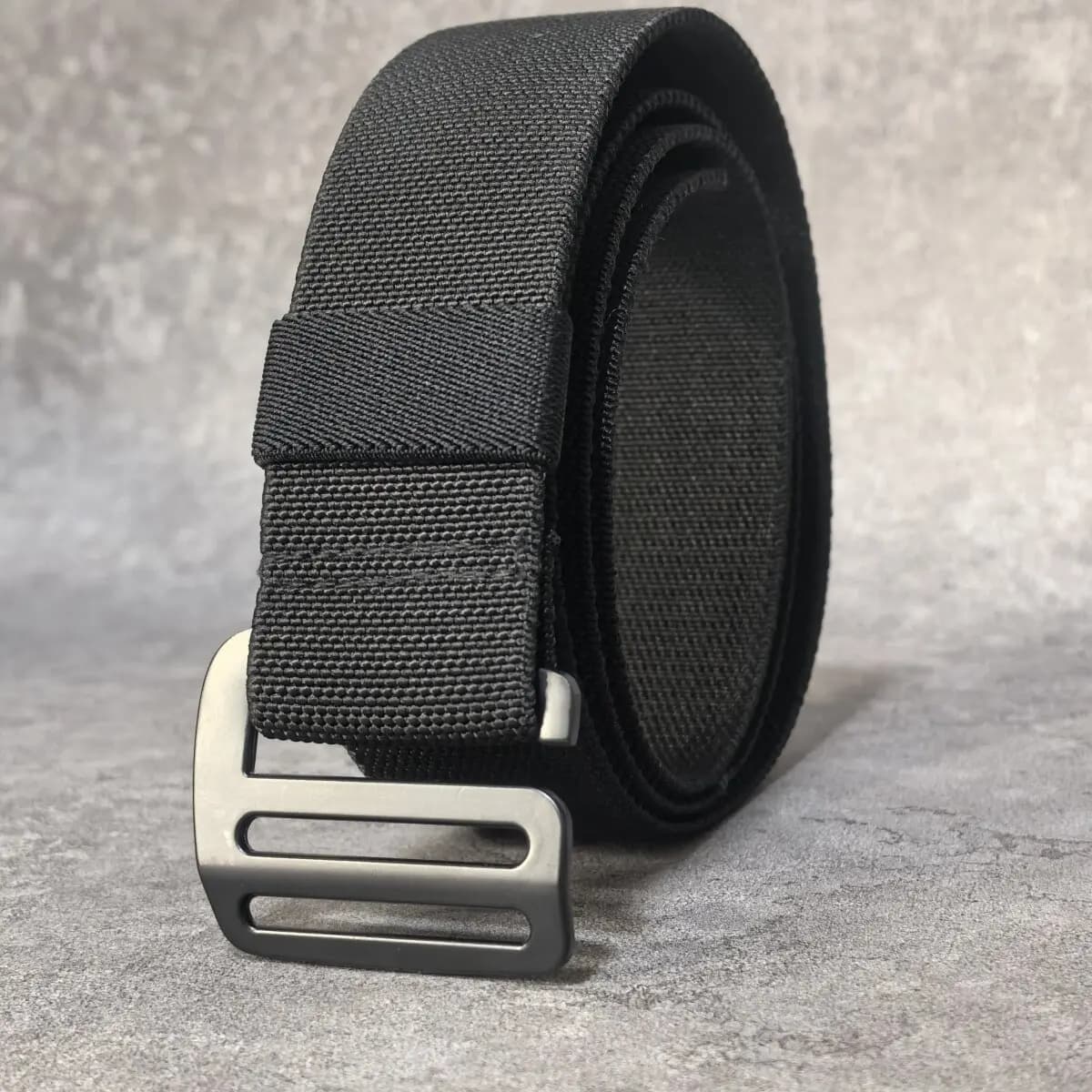 (Widened version) Aluminum alloy buckle nylon elastic waistband 3.8CM elastic belt men's hiking canvas belt extended version