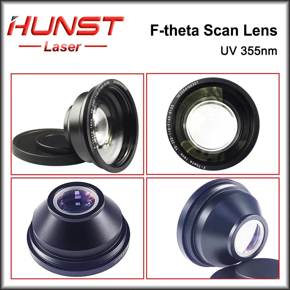 Lente di Scansione Laser UV Hunst F-Theta 355nm 70*70mm 110*110mm 175*175mm 200x200 300*300mm Specchio di Campo per Macchina per Incisione Laser UV