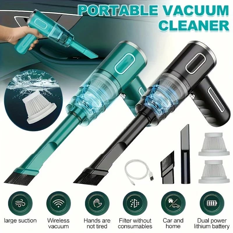 Aspirapolvere per Auto in ABS, Portatile e Potente, Senza Fili, per Pulizia di Tappeti e Casa, Mini Macchina per Pulizie