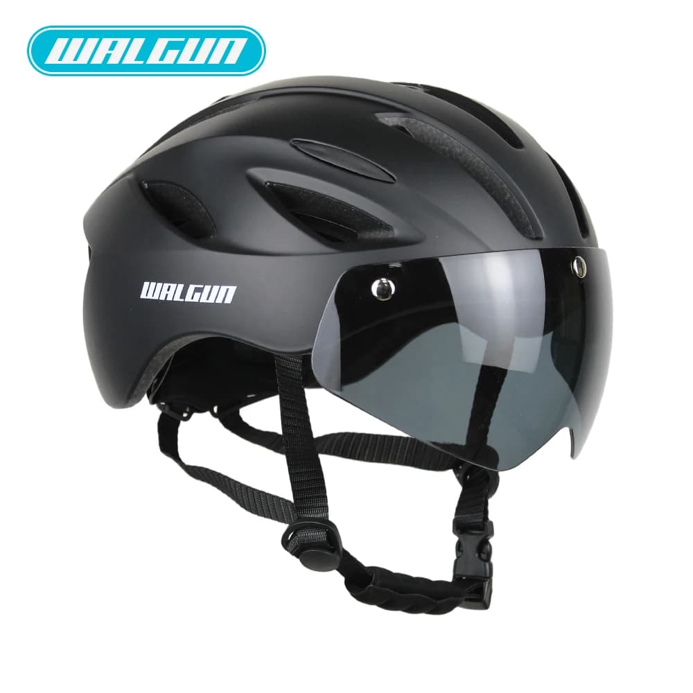 WALGUN Aerodynamic Cycling Helmet for Road Bike, Adult Helmet with Lenten, Eyewear and visor, for Stopwatch and Triathlon, L Size for Men and Women