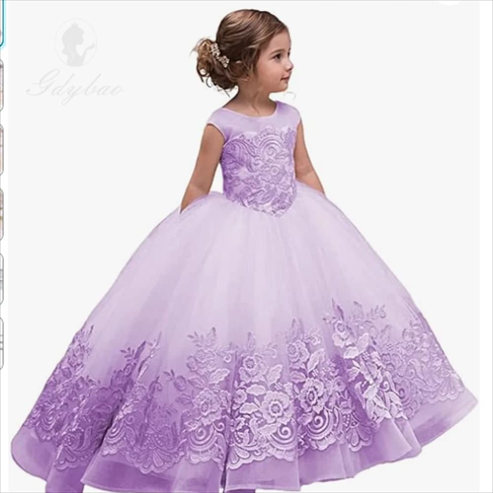 Abiti da ragazza di fiori Abito da ballo per spettacolo di nozze da principessa in tulle con abito da prima comunione con fiocco