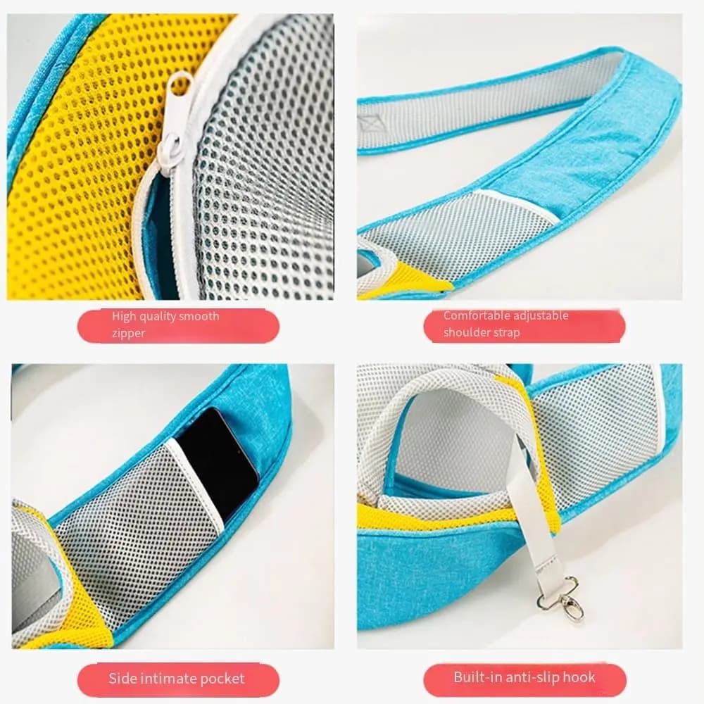 Borsa a Tracolla per Cani Senza Mani, Portatile con Tasca Frontale, Borsa a Tracolla per Cuccioli con Tracolla Regolabile e Gancio di Sicurezza, Borsa a Spalla per Animali Domestici