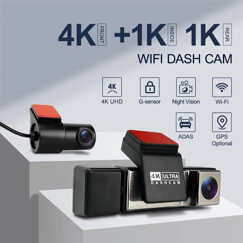 3.2 inch 4K + 1K Dash Cam 3 front and rear ADAS Dashcam WiFi integrated with G-Sensor car accessories