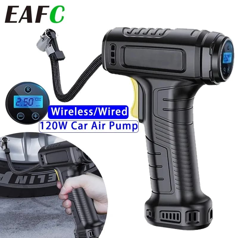 EAFC 150PSI compressore d'aria portatile pompa ad aria Wireless/cablata pompa ad aria per pneumatici digitale pompa ad aria 120W per con LEDCar Bike