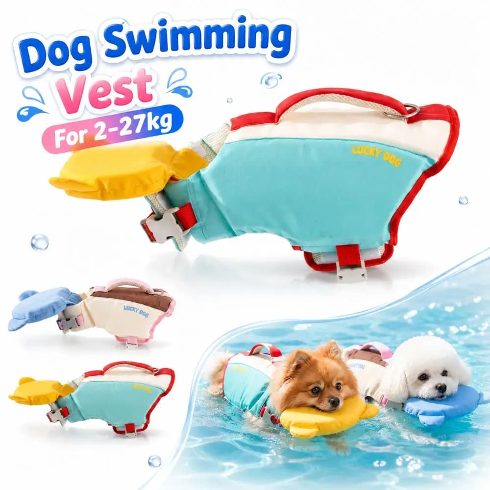Adjustable Dog Swimming Vest Strong Buoyancy Quick-drying Dog Life Jacket Breathable Waterproof Pet Swimsuit For Pet 2-27kg