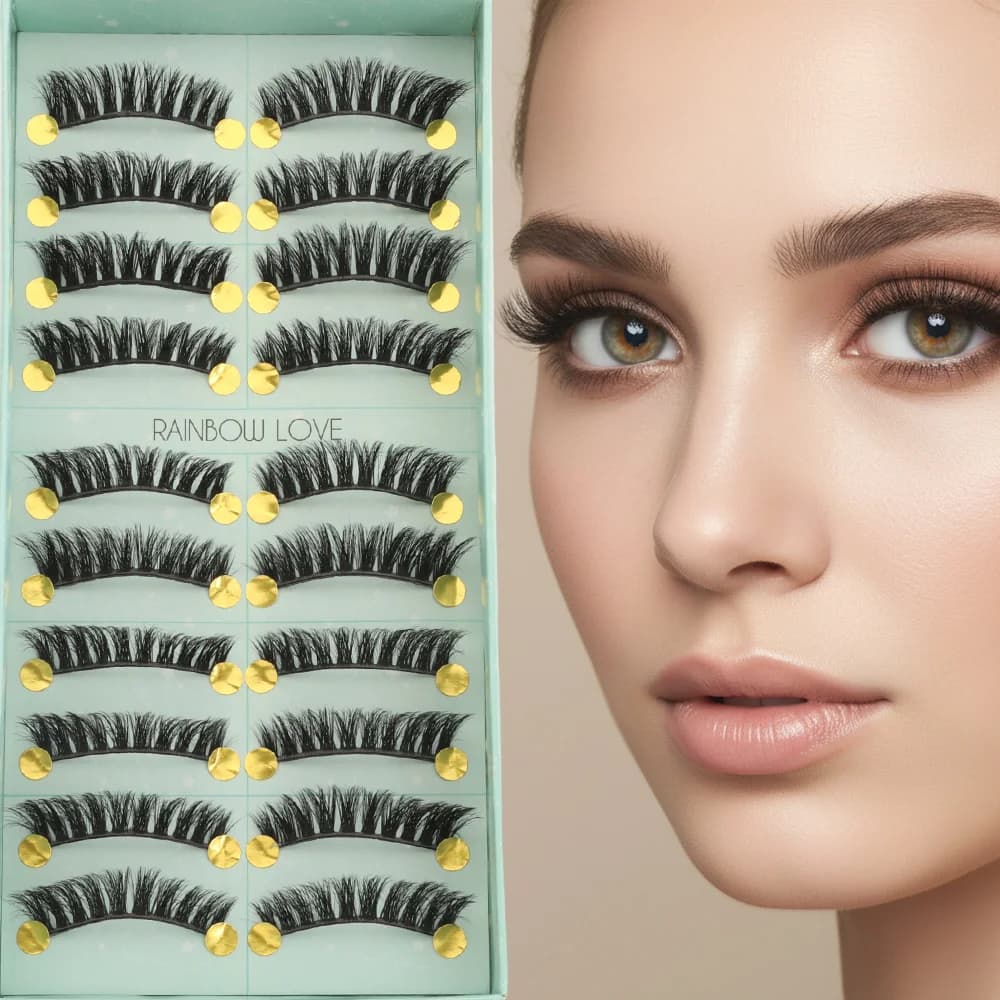 Ciglia Finte Voluminose e Naturali per Donna, Extension Ciglia Fatte a Mano Cruelty-Free, Strumenti per Trucco Occhi