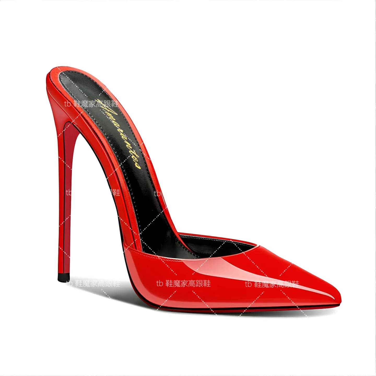 12cm sexy red pointed high heels, women's new ultra-fine heel toe sandals, half slippers for wearing outside