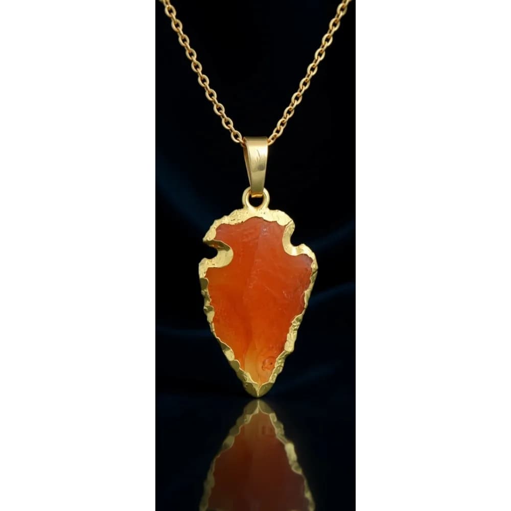 Collana con Pendente a Freccia in Agata Arancione Naturale, Gioiello con Cristallo Curativo