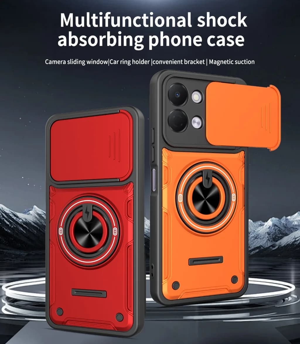 Slide Camera Lens Protector 360° Ring Holder Stand Phone Case for Tecno Spark 40C 40 Pro+ 20 Pop 20 9 8 Spark Go 3 2 1 2025 2024