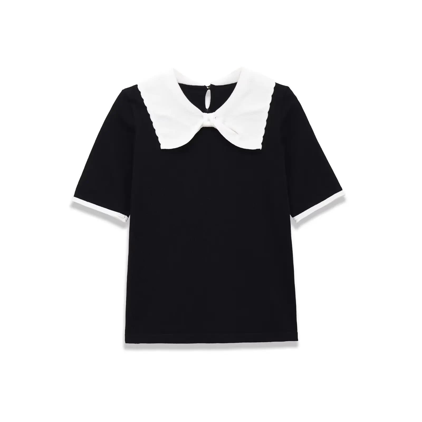 T-shirt a maniche corte con scollo a V lavorato a maglia da donna Colletto polo Allentato Casual Tinta unita Estate Top School Plain Tees Pullover in seta ghiacciata