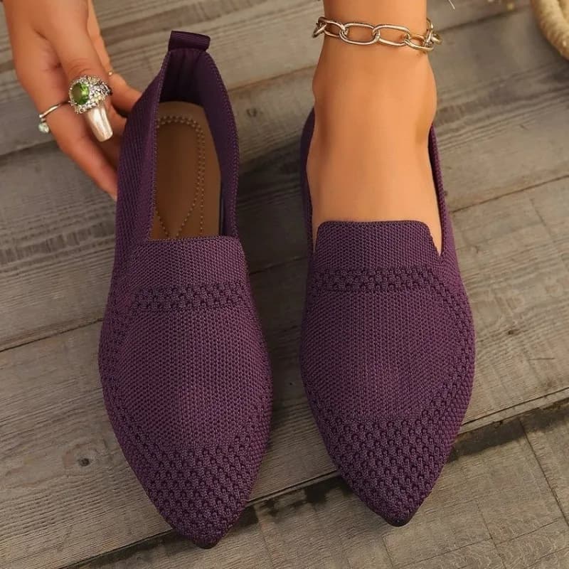 Autunno New Outwear tinta unita oversize Shallow Cut scarpe da donna lavorate a maglia Comfort Flat Shoes donna Zapatos De Mujer