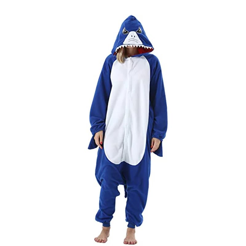 Pigiama invernale procione Kigurumi Shark Unisex Animal Fleece adulto tutina ragazzo natale Cosplay