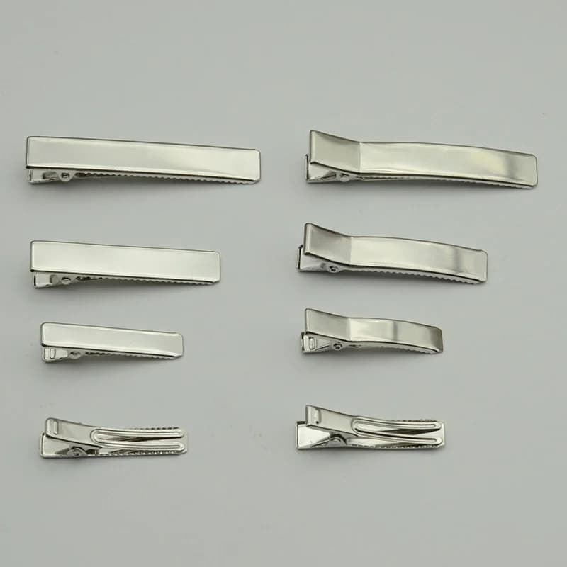 50 pz 3.5cm 5CM 6cm argento piatto rettangolo doppia punta metallo coccodrillo fermagli per capelli Acrhed anatra forcine accessori per capelli semplici