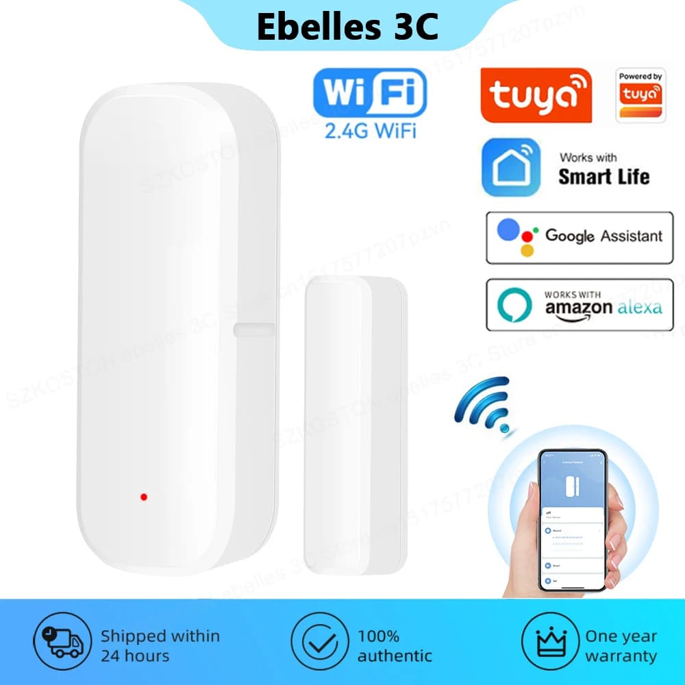 Tuya Smart Home WiFi Sensore porta Allarme Finestra Porta Rilevatori aperti/chiusi Protezione di sicurezza Voce Smart Life per Alexa Google