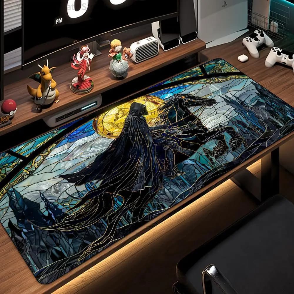 1Pcs Nazgul Stained Glass Print Stitched Edges Large Non-Slip Gaming Mouse Pad Desk Mat