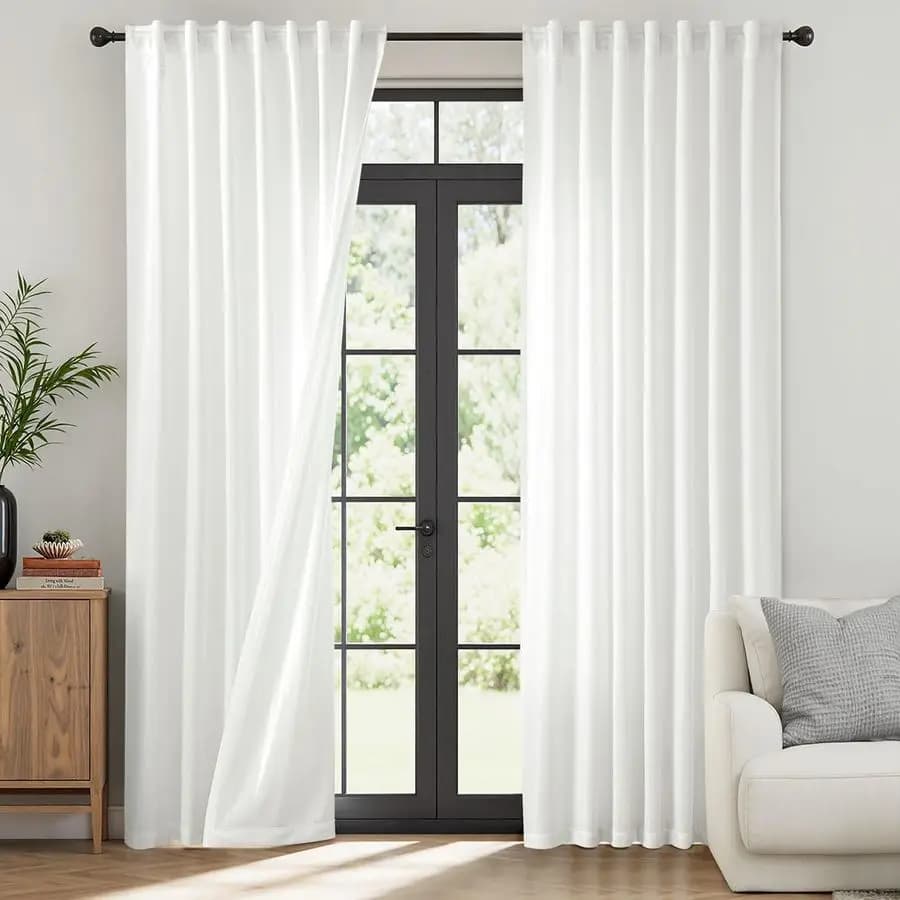 Thermal Insulating Curtains Long 228 cm Set of 2 Panels to Block Summer Heat, Not Transparent, Mass, Semi-Transparent, for Privacy