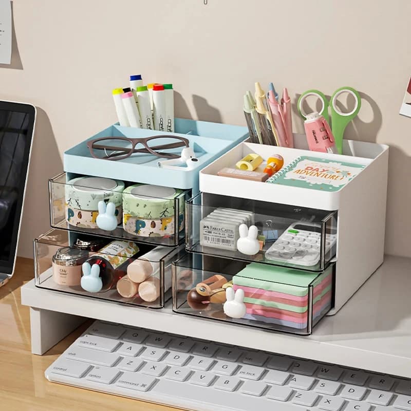 Desk Organizer Compact with Drawer, Office Container, Make-up Organizer, Visitor Card Holder/Penne/Matit/Cellulare/Cancellary Tools