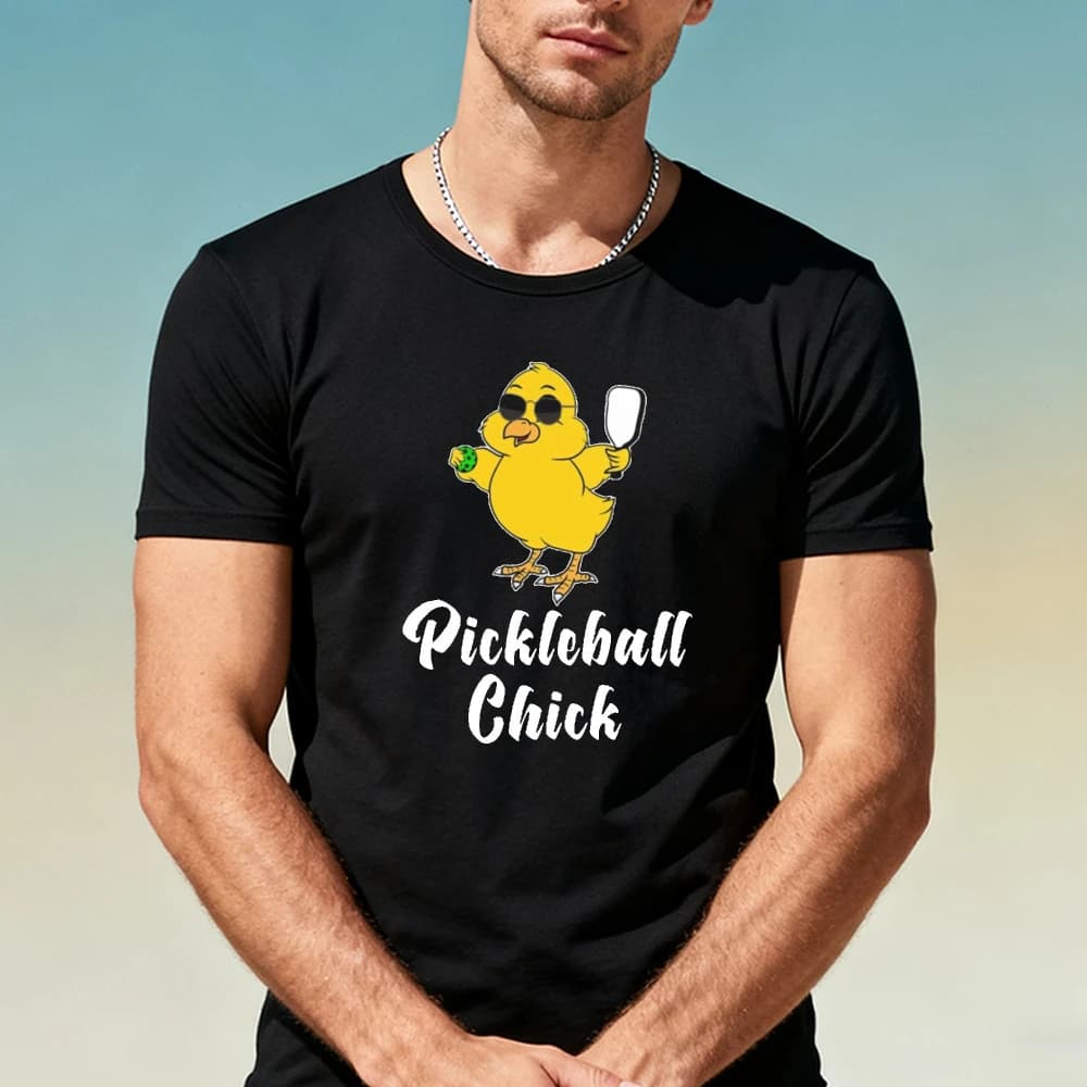 Pickleball Chick Cute Bird T Shirt Men Black Funny Sports Graphic Tee Short Sleeve Tennis Ball Player Club Gift Clothing