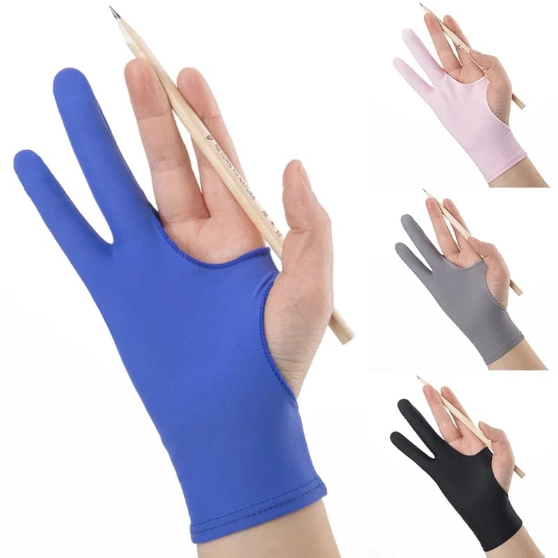 Guanto anti-touch a due dita (1/2 pezzi) per tablet da disegno, guanto anti-sporco per schermo iPad, compatibile con mano destra e sinistra