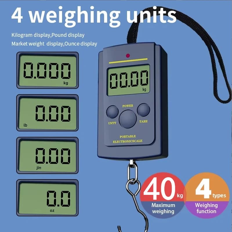 Digital Scale Portable Multifunction 40kg/10g with Hook for Fishing and Baggage