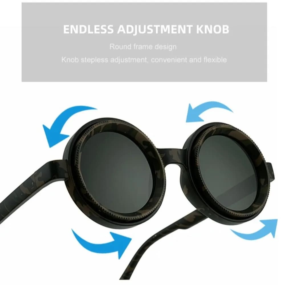Fashion ND2-400 Adjustable Dimming Glasses 9 Level ND Filter Fishing Sunglasses Round UV400 Sun Glasses Outdoor