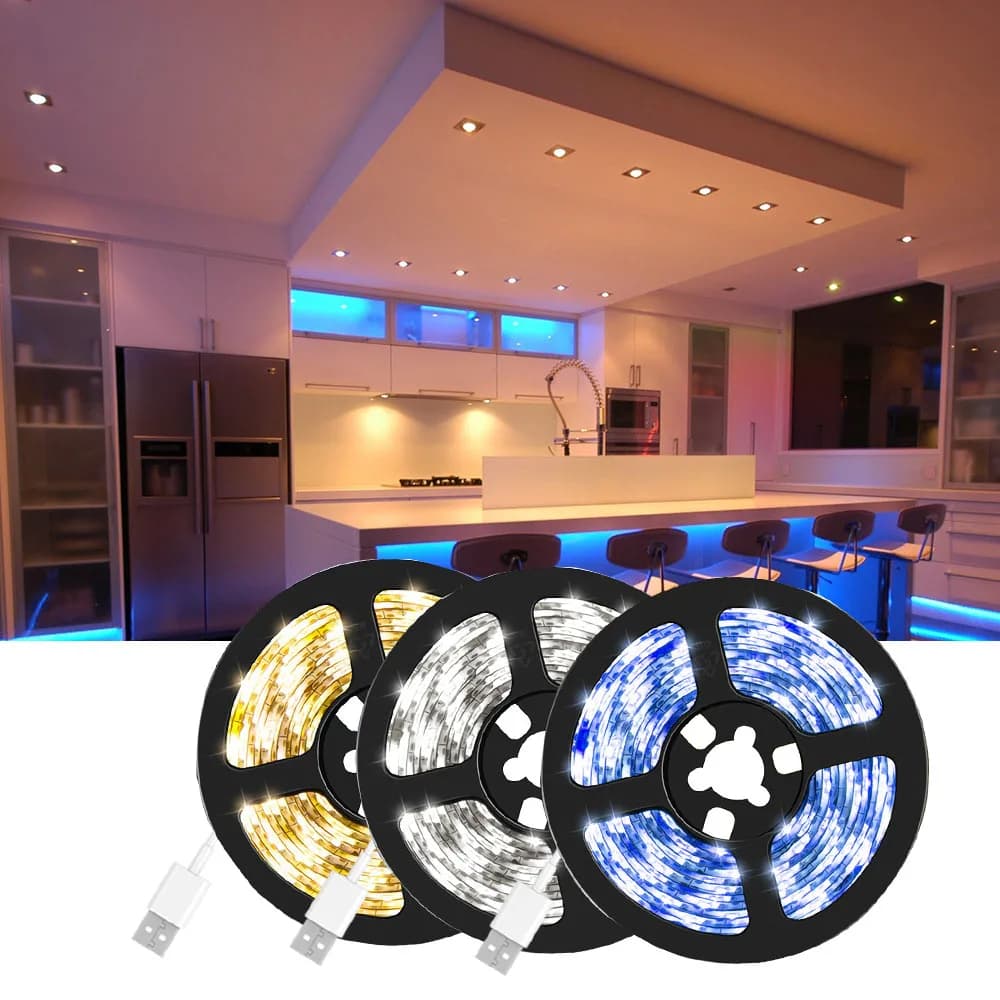 Strisce LED USB da 5M per Decorazione Estetica della Stanza, Decorazioni Natalizie, Illuminazione Ambientale per Camera da Letto, Armadi, Cucina, TV, Luci al Neon da Parete