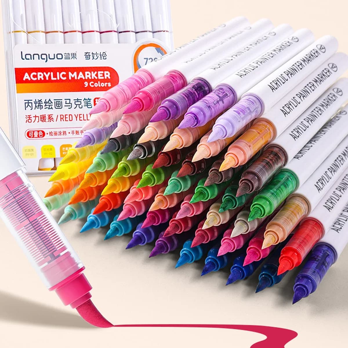 9 pz/scatola mix di colori pennarelli acrilici set regalo per bambini arte pittura su roccia penne graffiti per pietra vetro libro scarpe forniture artigianali fai da te