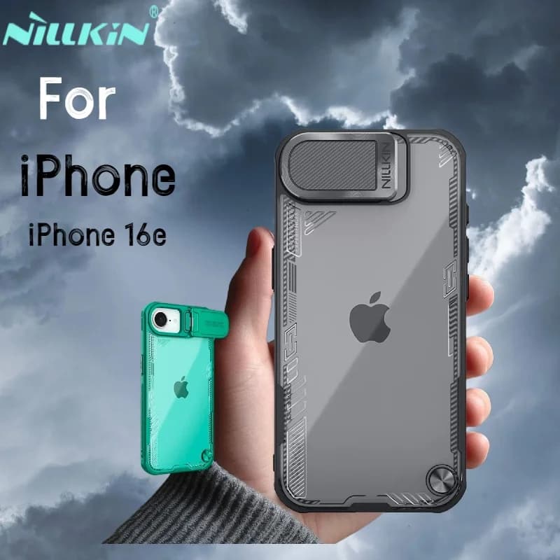 NILLKIN For iPhone 16e Case Iceblade Prop Lens Ultra-Thin Clear Transparent Camera Stand Protection Back Cover