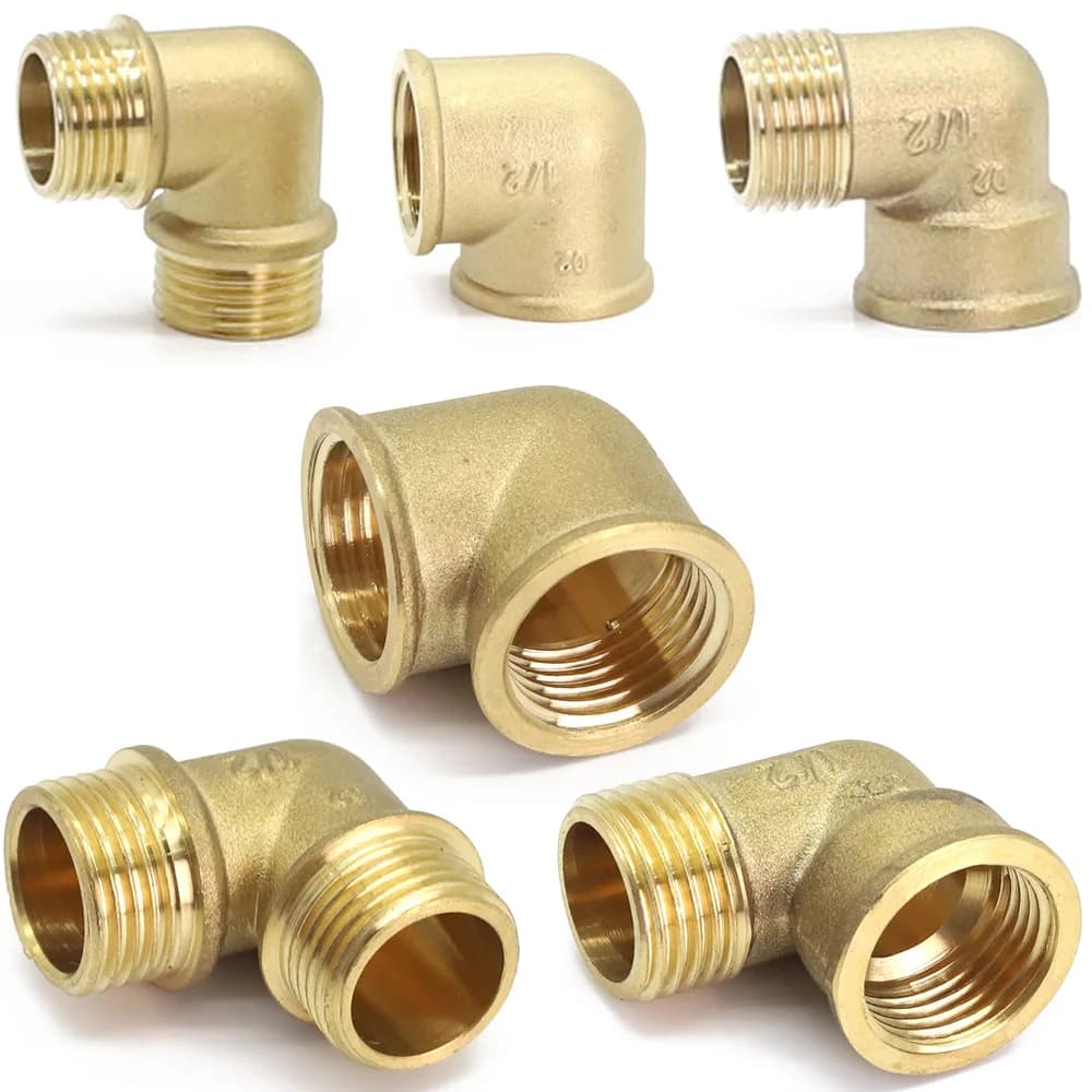 3 styles 1/2 "3/4" 1 "Femmina x Male Threading Brass copper elbow 90 Degrees Connector Repair Connector for Extender Adapter Pipes