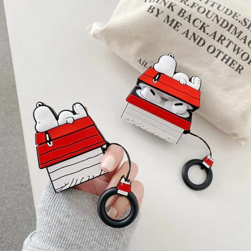 3D Cute Cartoon Snoopy Earphone Case For Airpods 4 2 3 1 Pro 3 2 Wireless Bluetooth Headset Protective Soft Cover With Pendant