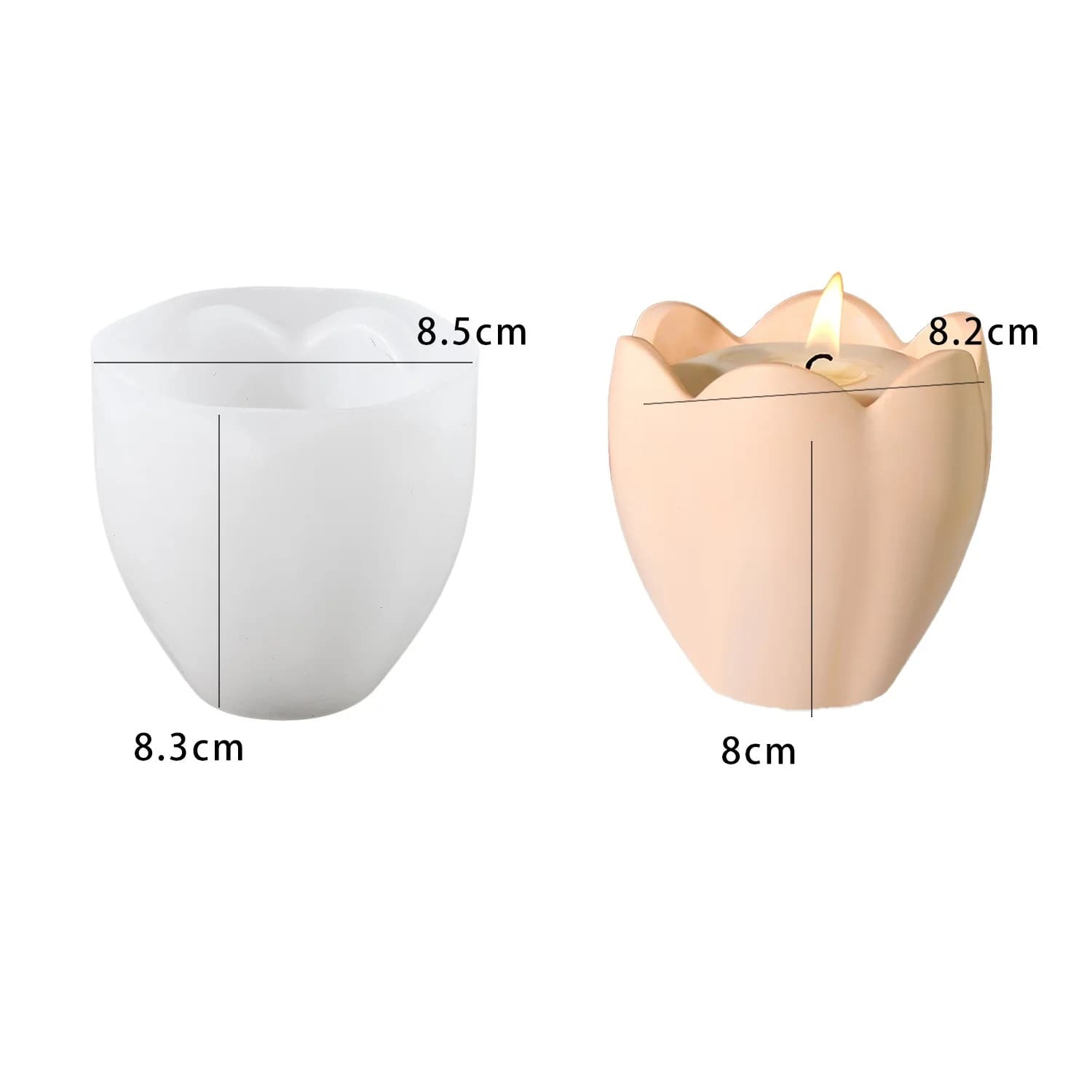 Stampo in resina fai da te, stampo in silicone per portacandele a 6 petali, stampo per candele in gesso
