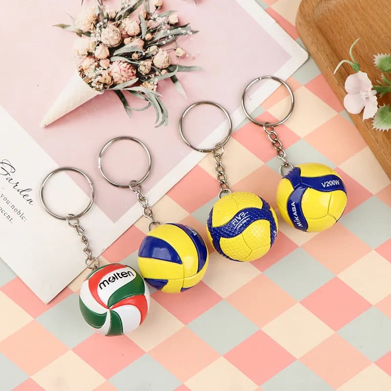 Volleyball Shape PVC Keychain, Corporate Ornaments and Gifts, Beach Ball Shape Sports Keychain