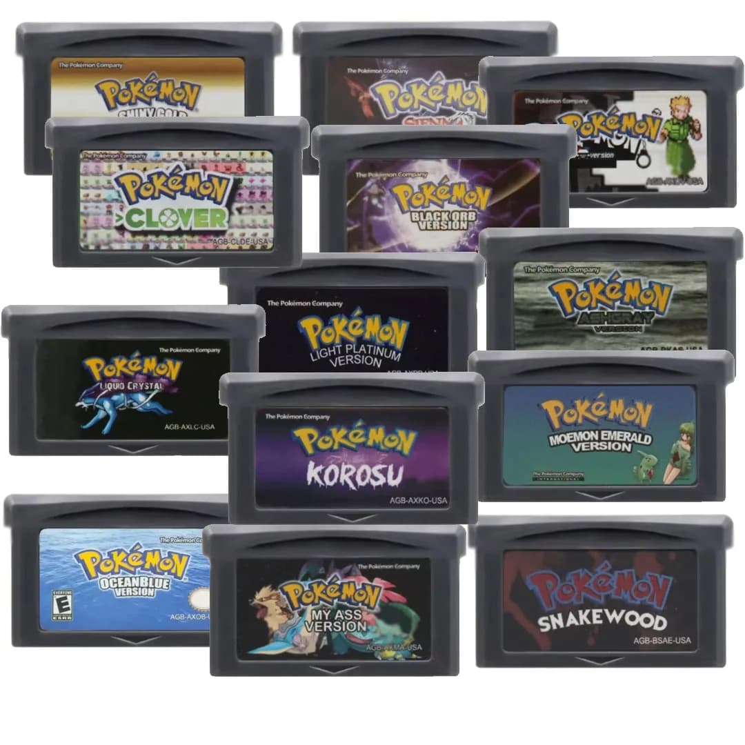 Cartuccia di Gioco Pokémon GBA 32-Bit per Console Video, Edizione AshGray Liquid Crystal Light Platinum Moemon Emerald in Lingua Inglese